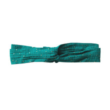 Charger l&#39;image dans la galerie, Headband élastique twist double gaze turquoise made in France Atelier Madeleine