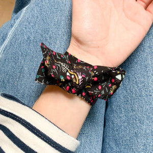 Bracelet en tissu imprimé noir Lison made in France Atelier Madeleine idée cadeau
