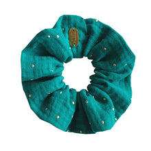 Charger l&#39;image dans la galerie, Chouchou double gaze turquoise made in France Atelier Madeleine