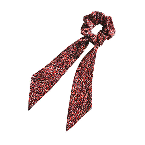Chouchou foulard rouge imprimé fauve made in France Atelier Madeleine