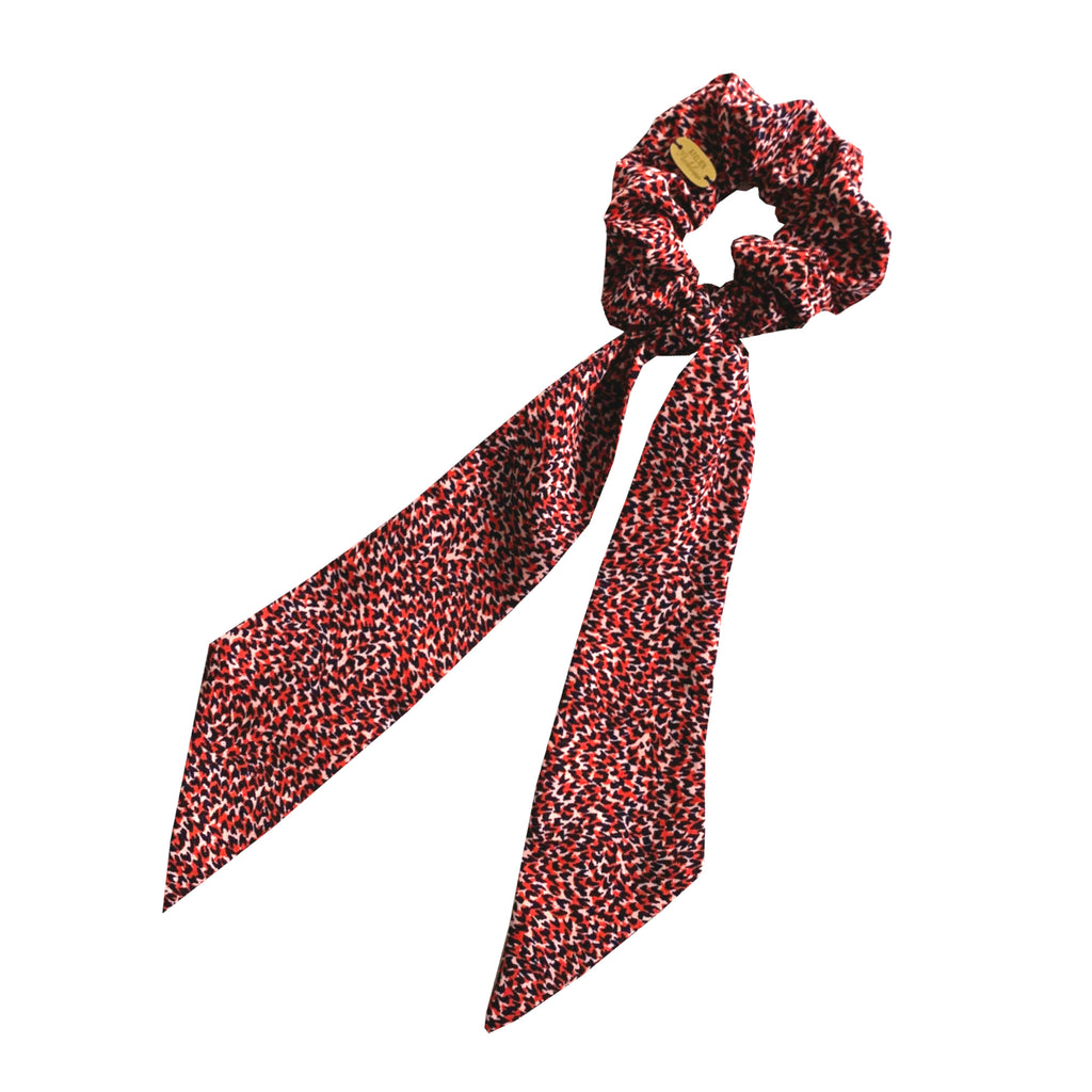 Chouchou foulard rouge imprimé fauve made in France Atelier Madeleine