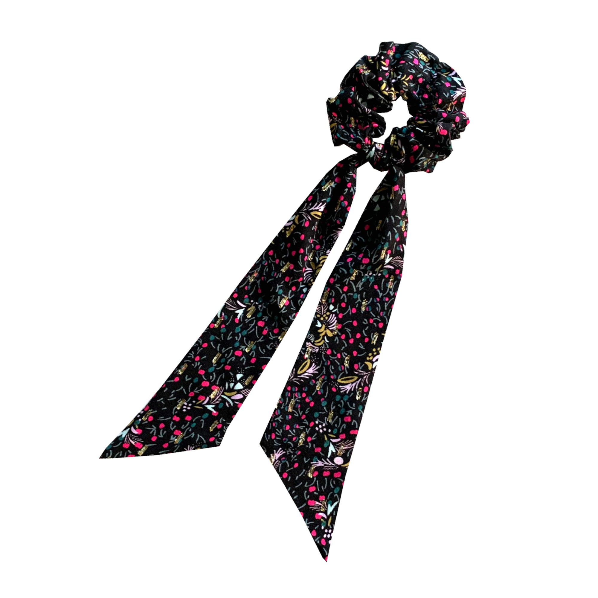 Chouchou foulard noir imprimé LISON made in France Atelier Madeleine