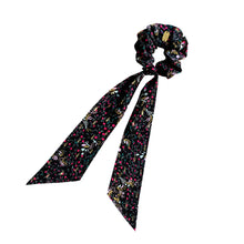 Charger l&#39;image dans la galerie, Chouchou foulard noir imprimé LISON made in France Atelier Madeleine