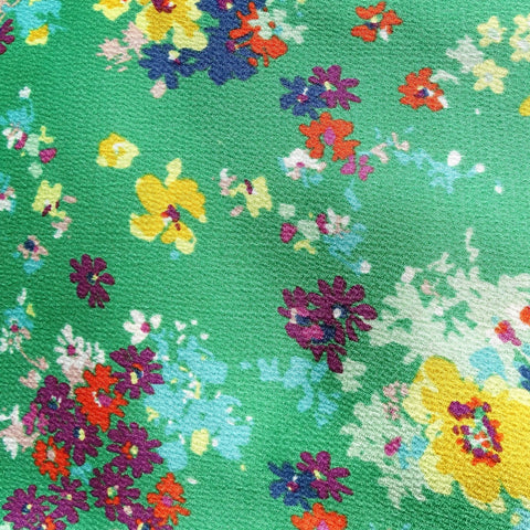 Chouchou foulard vert imprimé fleuri Atelier Madeleine made in France