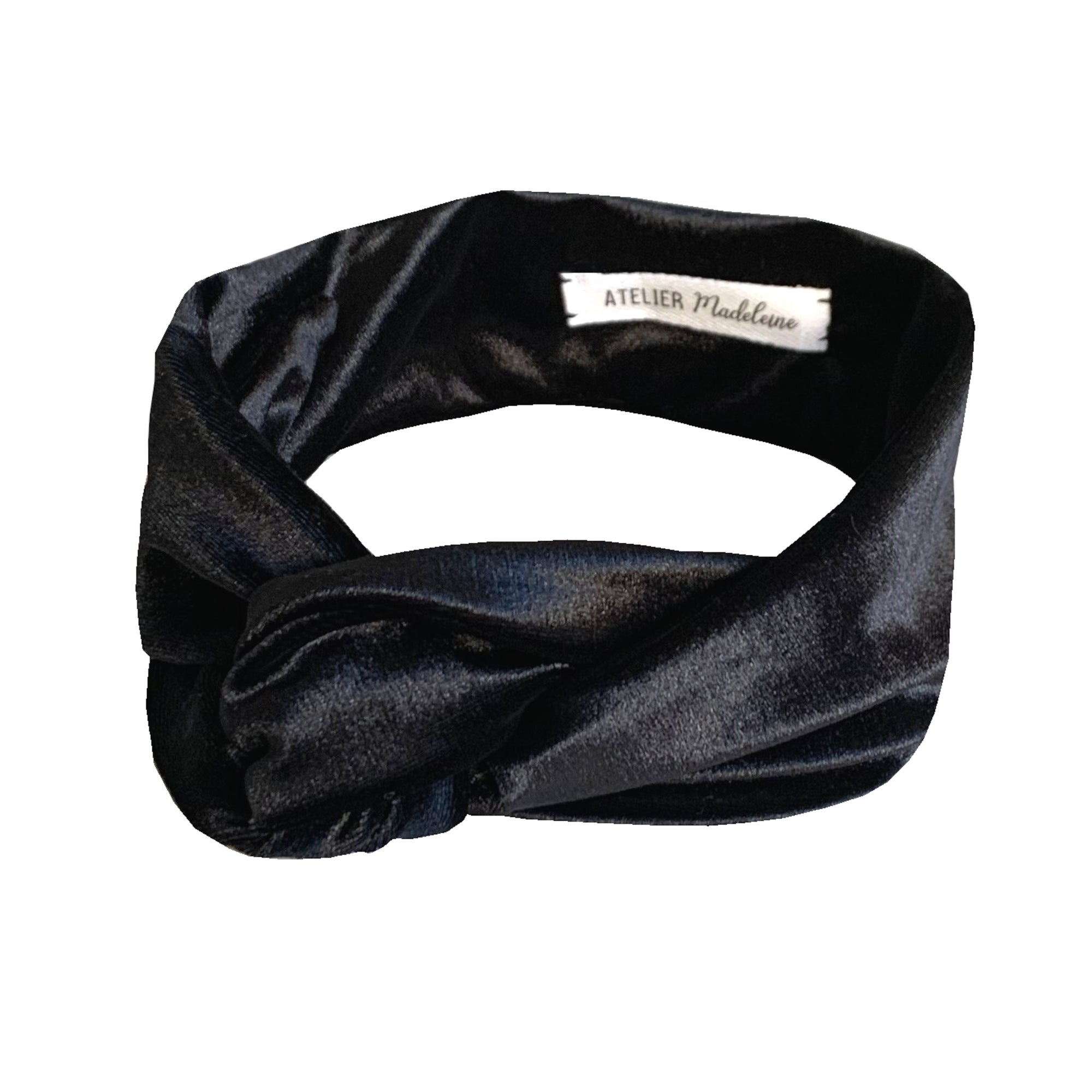 Headband en velours noir modulable avec fil de fer made in France Atelier Madeleine