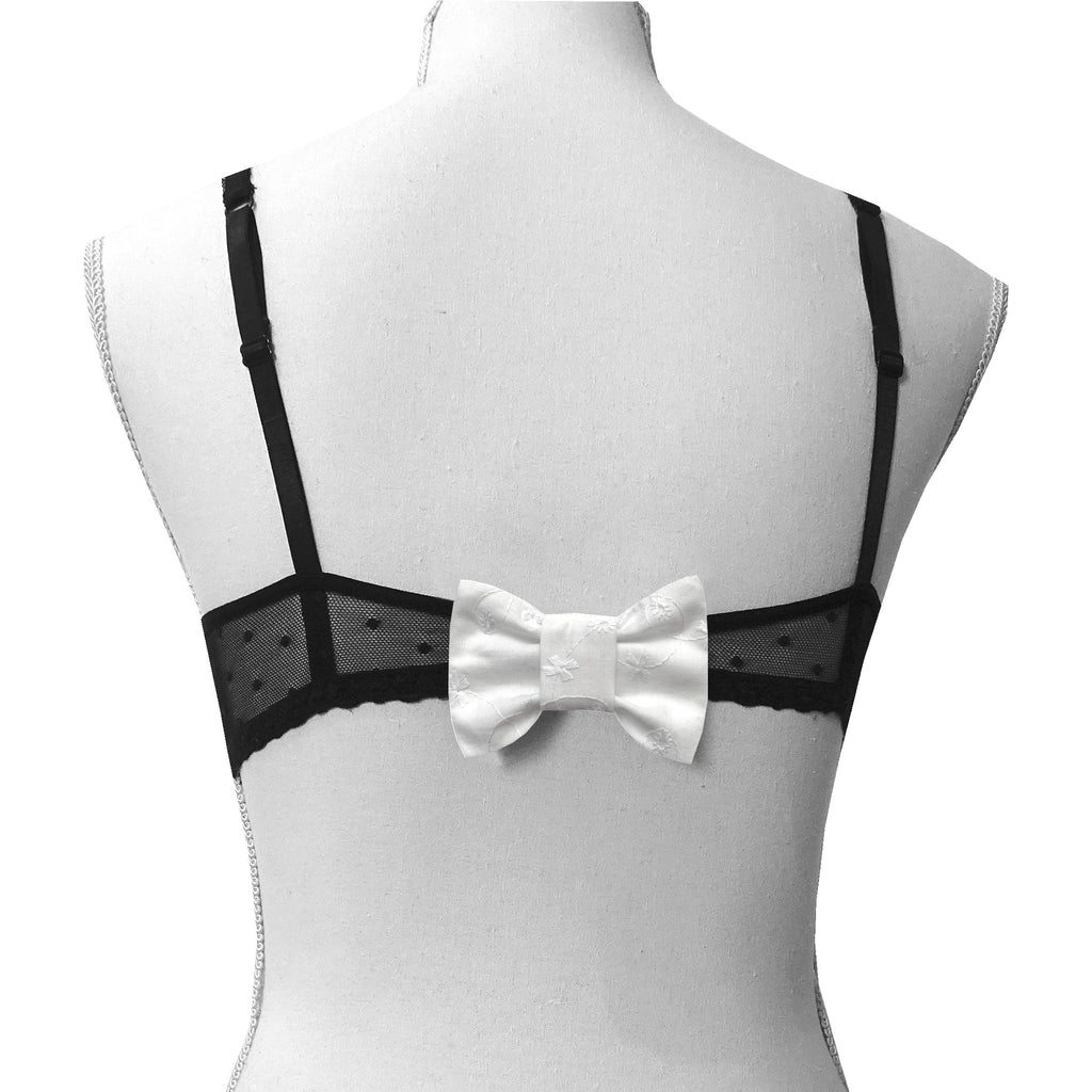 Noeud cache-agrafes de soutien-gorge Atelier Madeleine made in France blanc broderie
