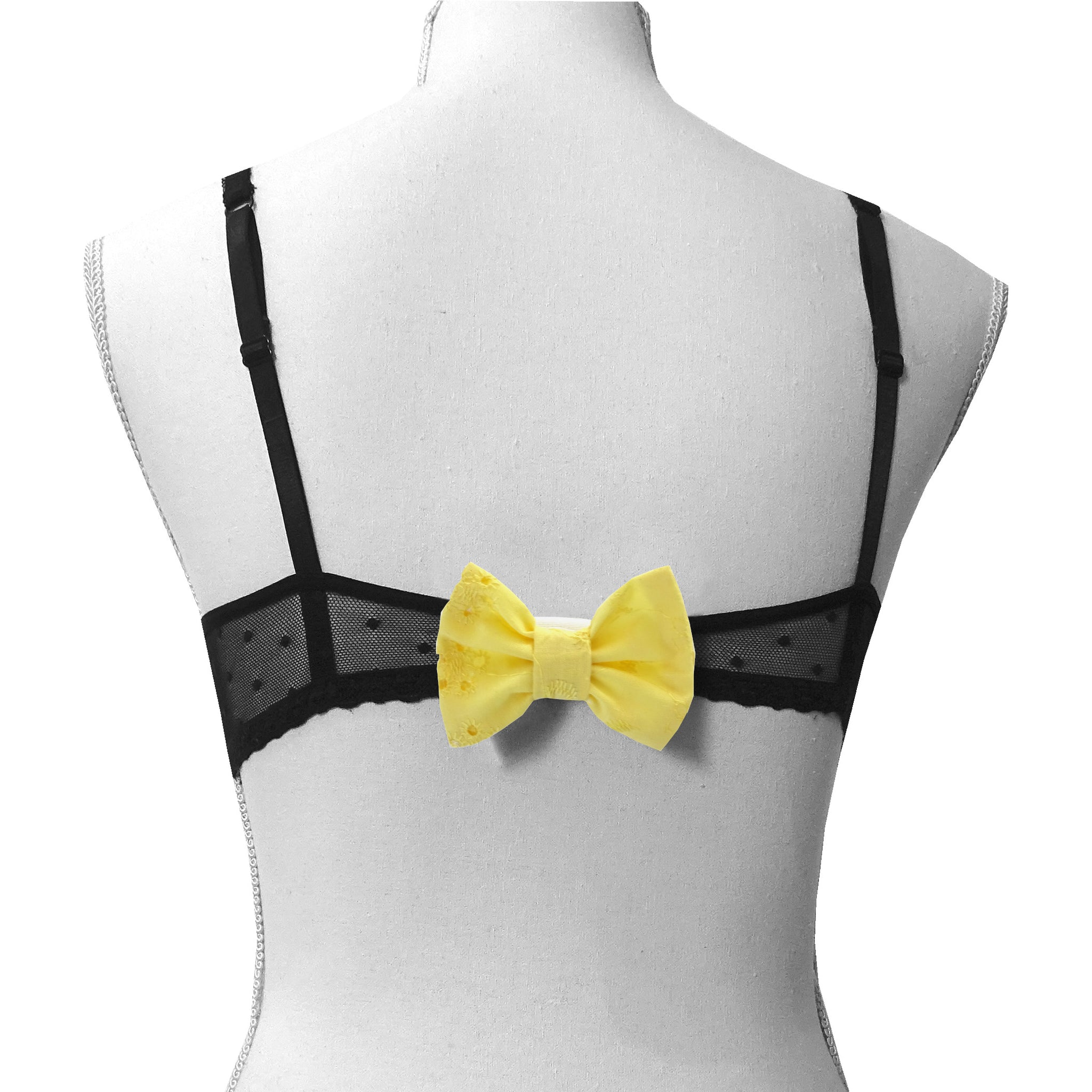 Noeud cache-agrafes de soutien-gorge Atelier Madeleine made in France jaune broderie
